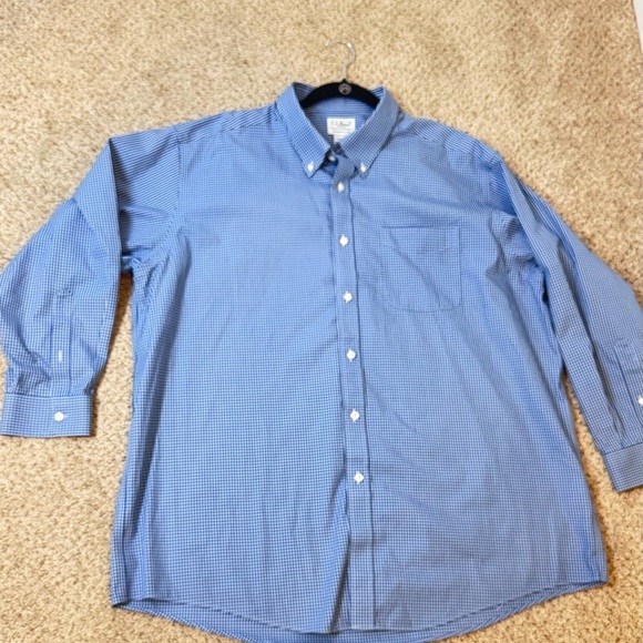 L.L.Bean Blue Gingham Button Down Shirt Traditional Fit Classic Coastal Preppy - Picture 5 of 6